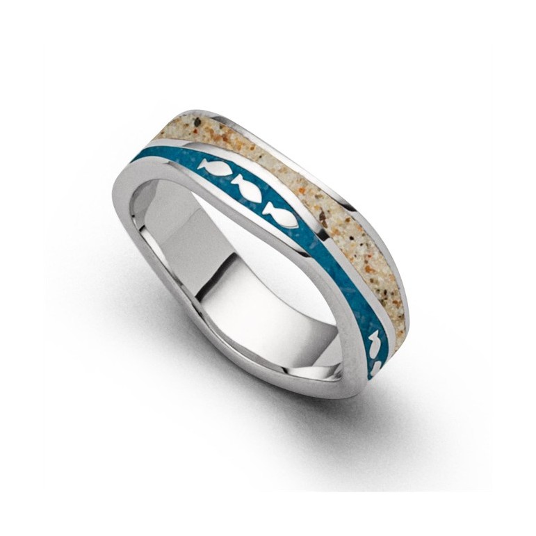 Silver ring blå