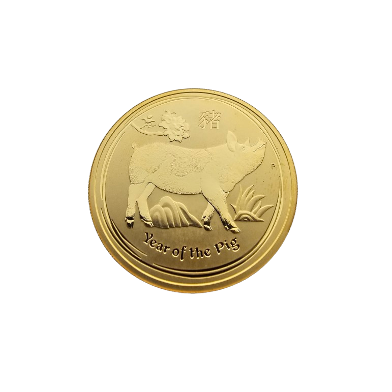 Års mynt 2019 guld 31,1g 1oz Grisen