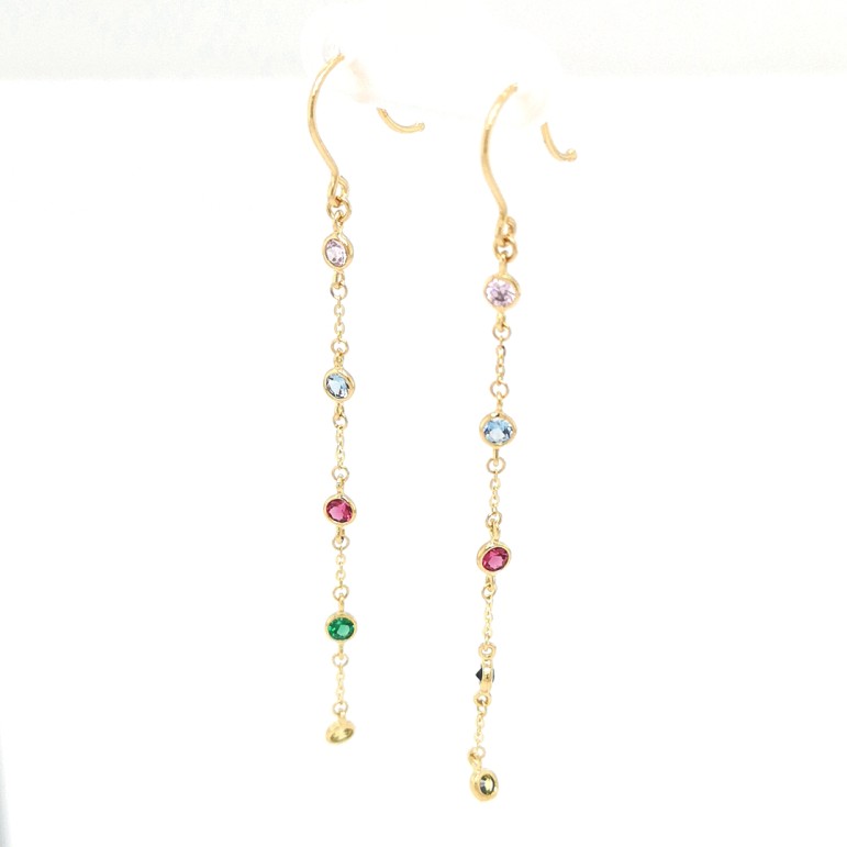 18k örhängen med krok och färgade stenar 18k örhängen med krok och färgade stenar