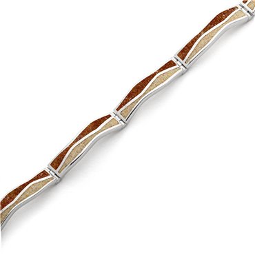 Armband "Welle Strandsand/Bernsteinsand" rhodiniert
