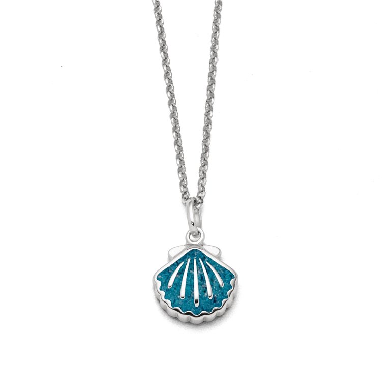 Kette "Muschel" Steinsand blau