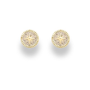 Ohrring "Kompassrose 2.0" 10 mm Strandsand vergoldet