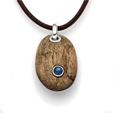 Anhänger "Holzkiesel mit Kyanit"