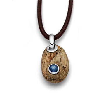 Anhänger "Holzkiesel mit Kyanit"