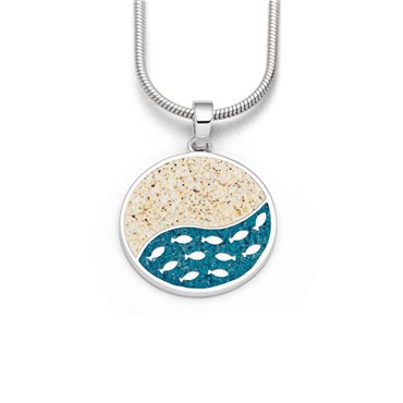 Anhänger "Fischschwarm" Strandsand/Steinsand blau