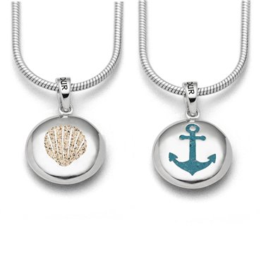Anhänger "Anker/Muschel" Ellipse, Strandsand/ bl. Steinsand