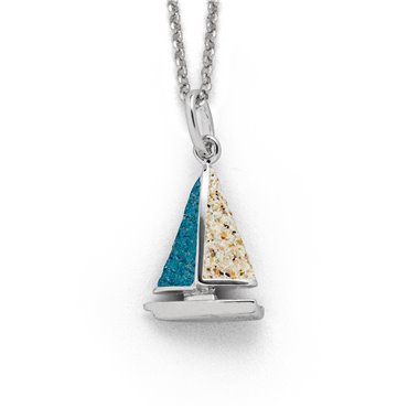 Anhänger "Segelboot" Strandsand/Steinsand blau