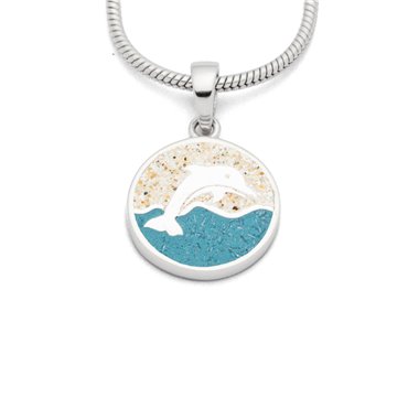 Anhänger "Delfin" Strandsand/Steinsand blau