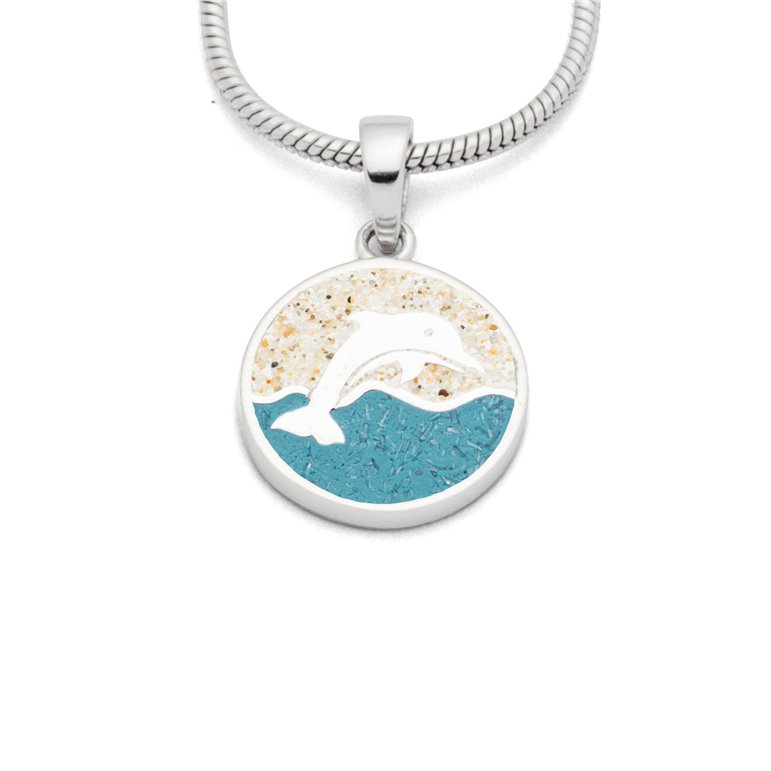 Anhänger "Delfin" Strandsand/Steinsand blau