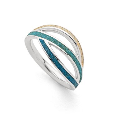 Ring "Ocean Stream" Strandsand/blauer Steinsand