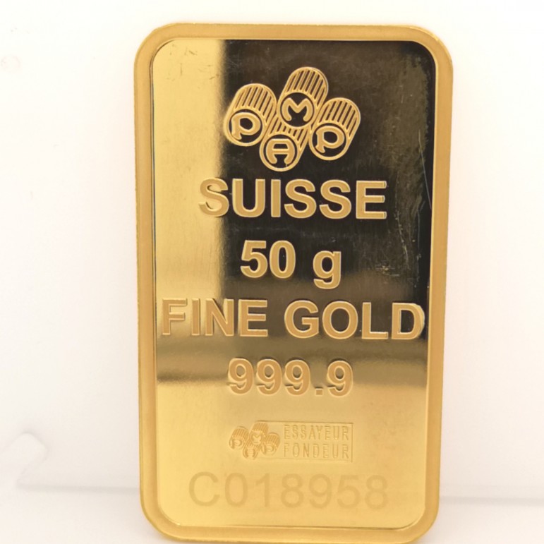 Pamp 50g suisse 999 24k goldbar