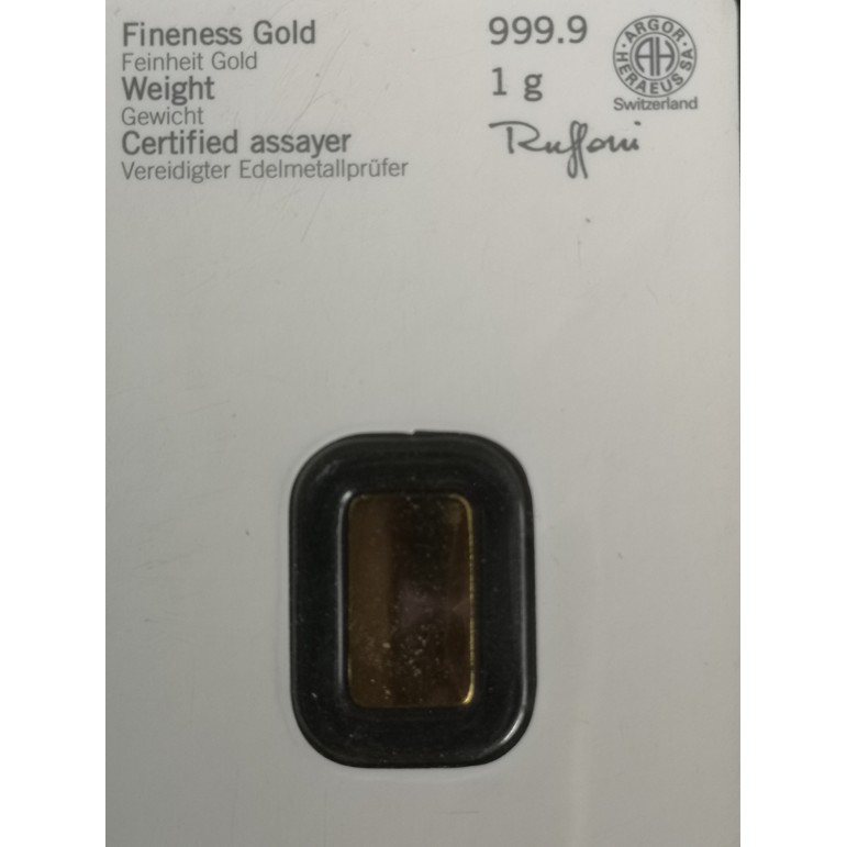 Baksida 1g heraeus 999 24k guld