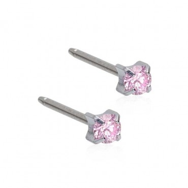 Örhängen Rosa 3 mm med kristaller
