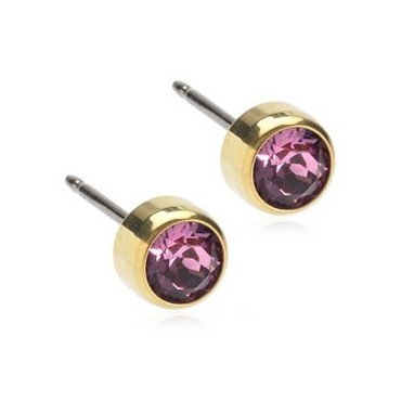 Örhängen Lila 5 mm titan guld