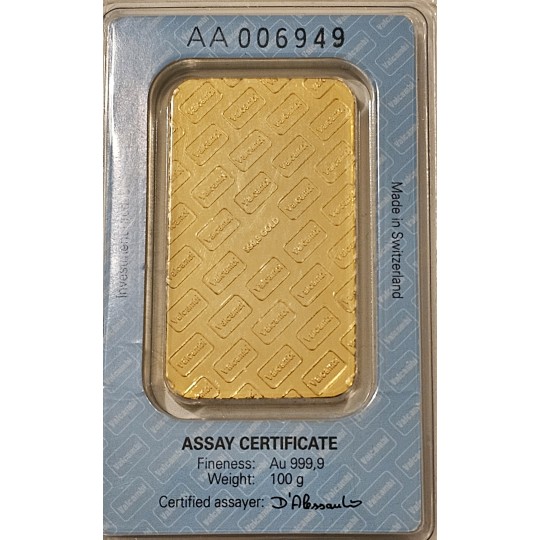 Certifikat Valcambi 24k 100g