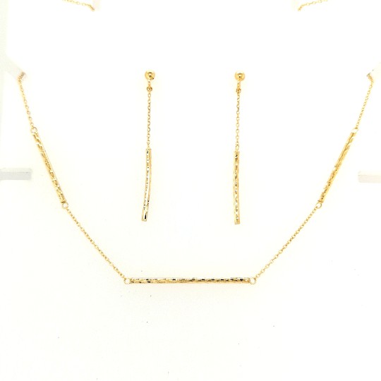 Guldsmycke – trapets hänge och örhängen 18K