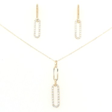 Guldsmycke – paperclip18K örhänge halsband gem