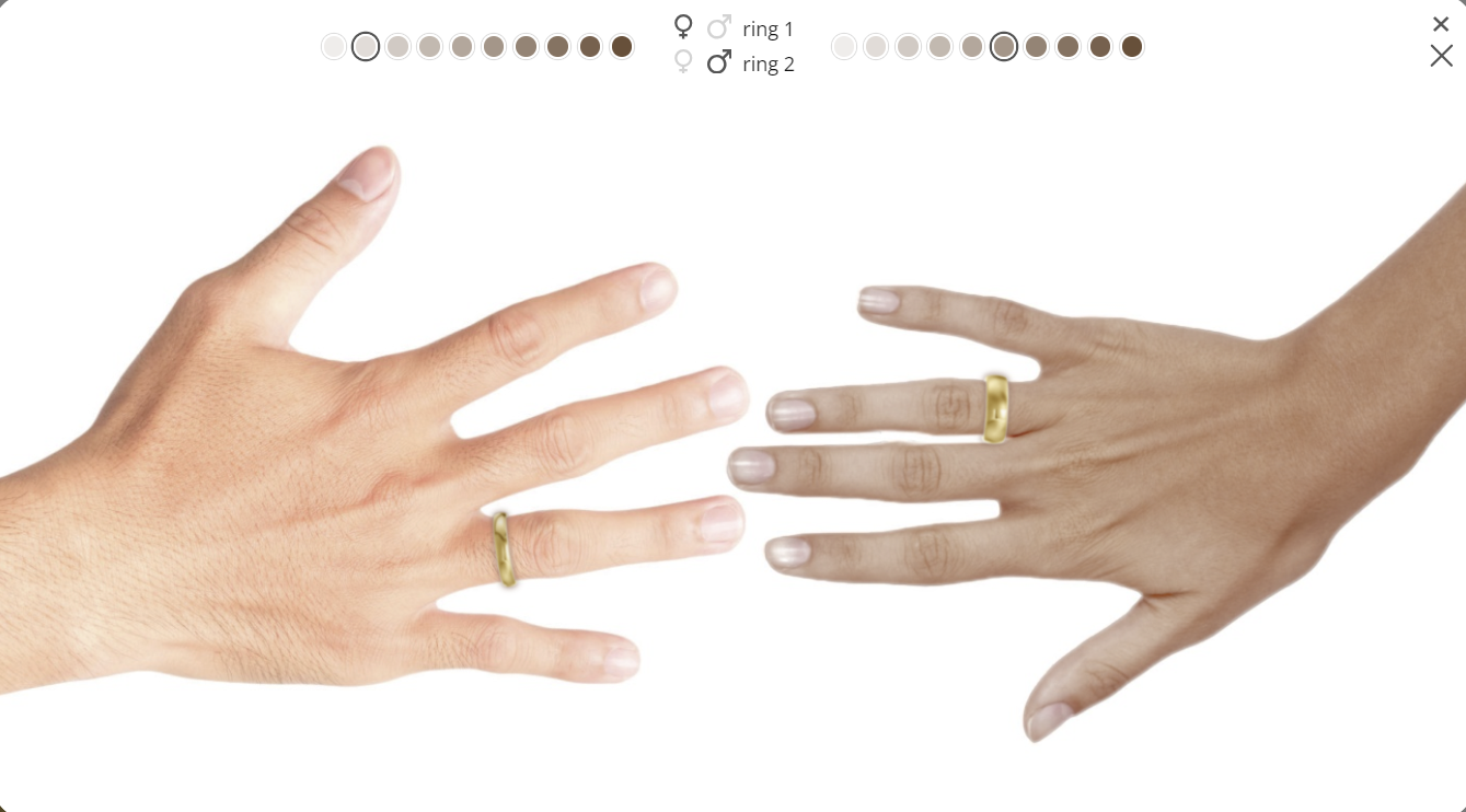 Ringar kombinerad med hudfärg